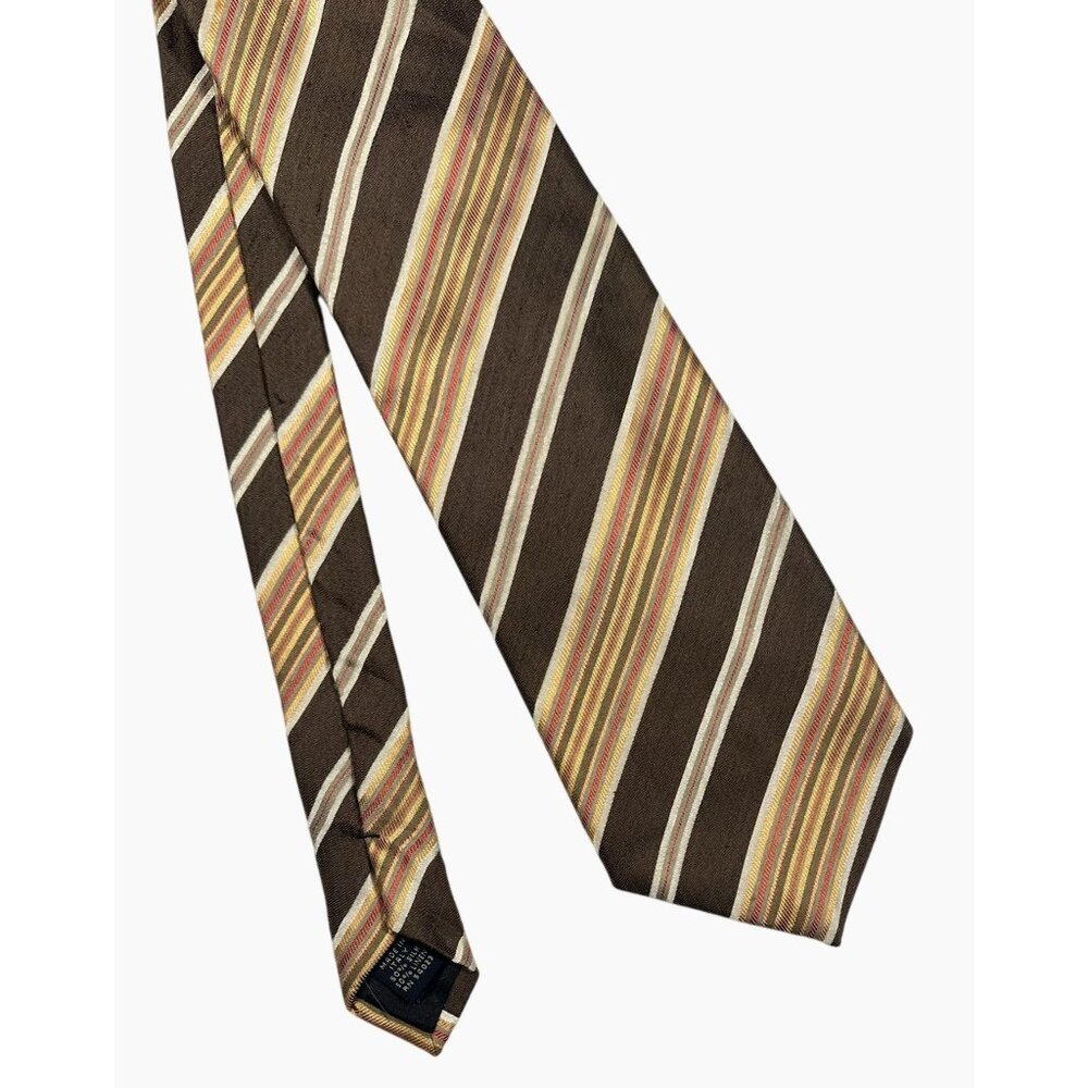 Banana Republic Striped Orange Brown Silk & Linen Tie Made‎ In Italy Preppy - Picture 2 of 9